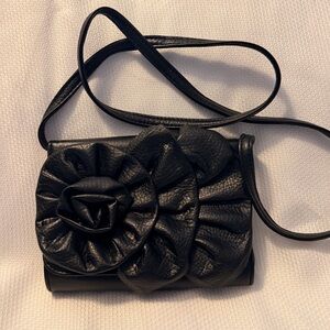 Black Floral Accent Crossbody Bag